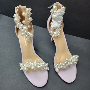 NEW Lauren Lorraine Violet Pearl Heels Size 8.5M